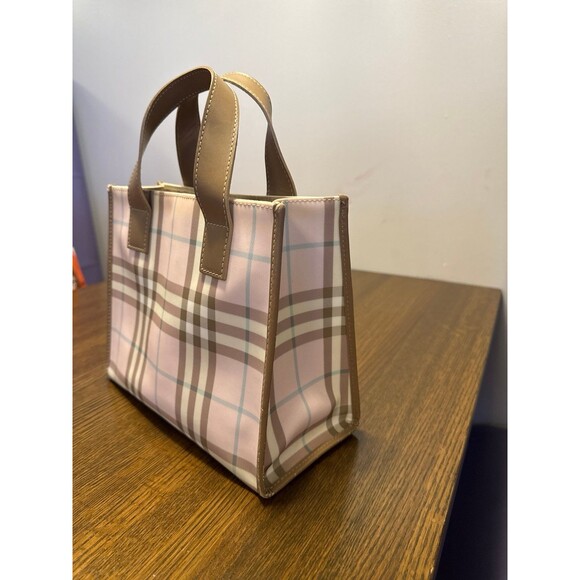 Burberry Pink Nova Check PVC Canvas Tote Y2K Vintage - Picture 3 of 12
